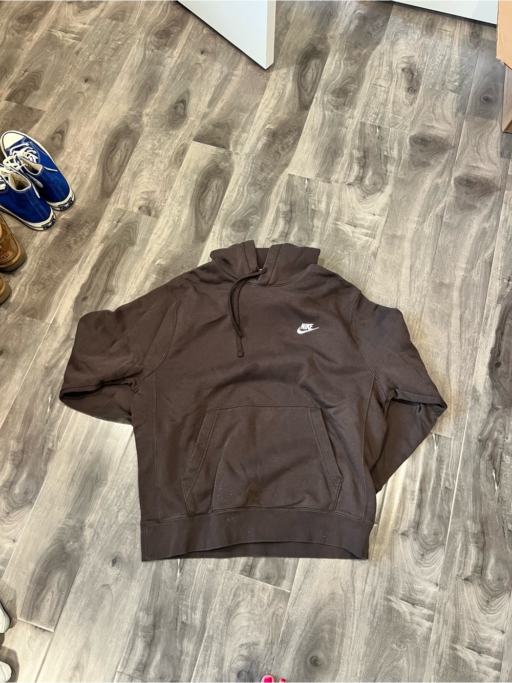 Nike Brown Pullover Hoodie with White Swoosh